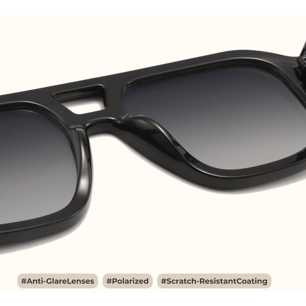 livho Trendy Polarized Square Aviator Sunglasses Unisex Eyewear Frame Retro S15 - Picture 2 of 8